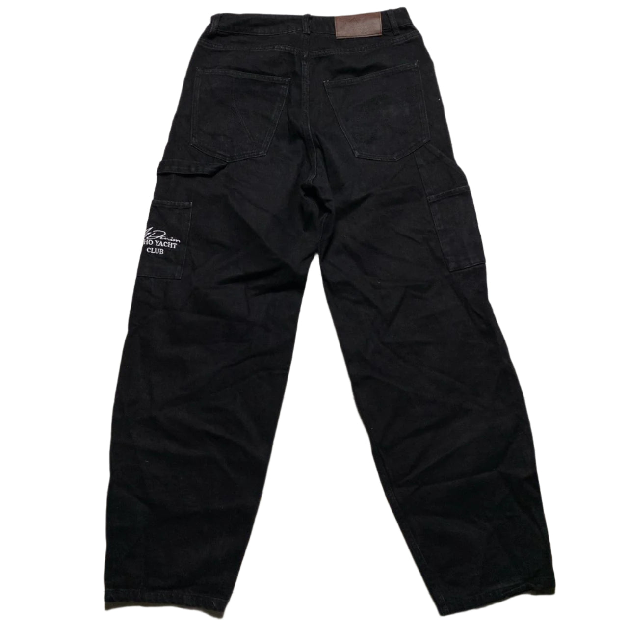 A1 Denim Soho Yacht Club Black and White Cargo Baggy Carpenter Jeans (W 30)