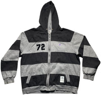 Nike Vintage Grey Two Tone Stripe Hoodie Purple Swoosh (XL)