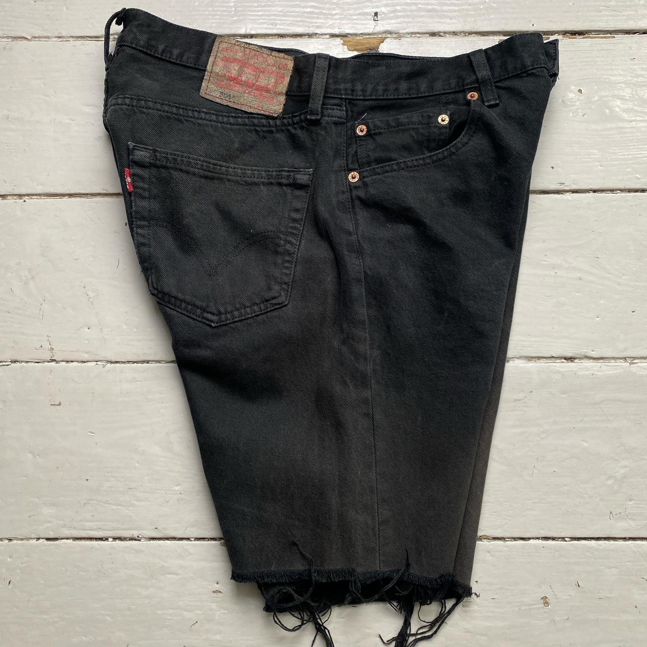 Levis 501 Black Grey Charcoal Faded Jorts Jean Cut Down Shorts