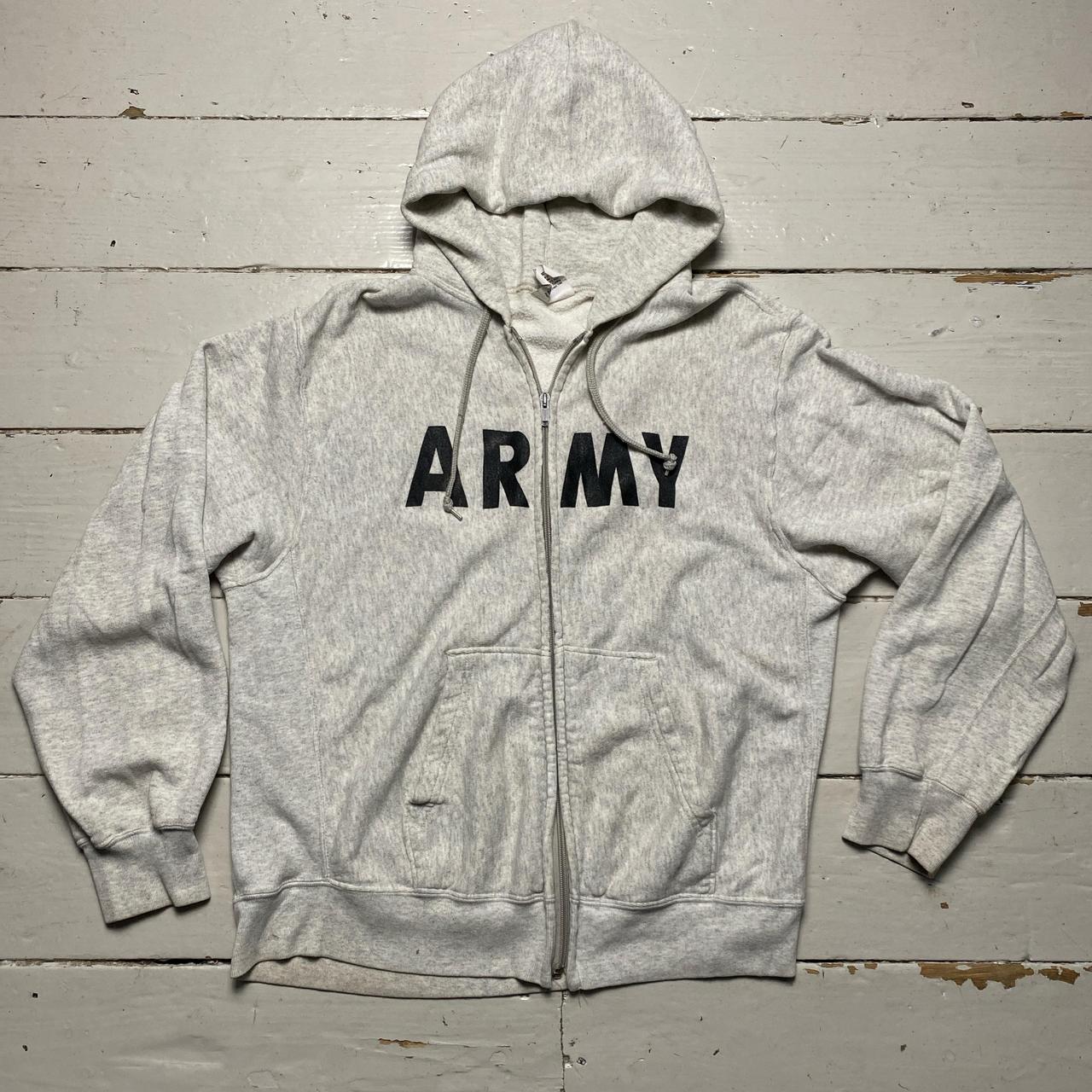 Grey Vintage 90’s Army USA Military Grey and Black Hoodie