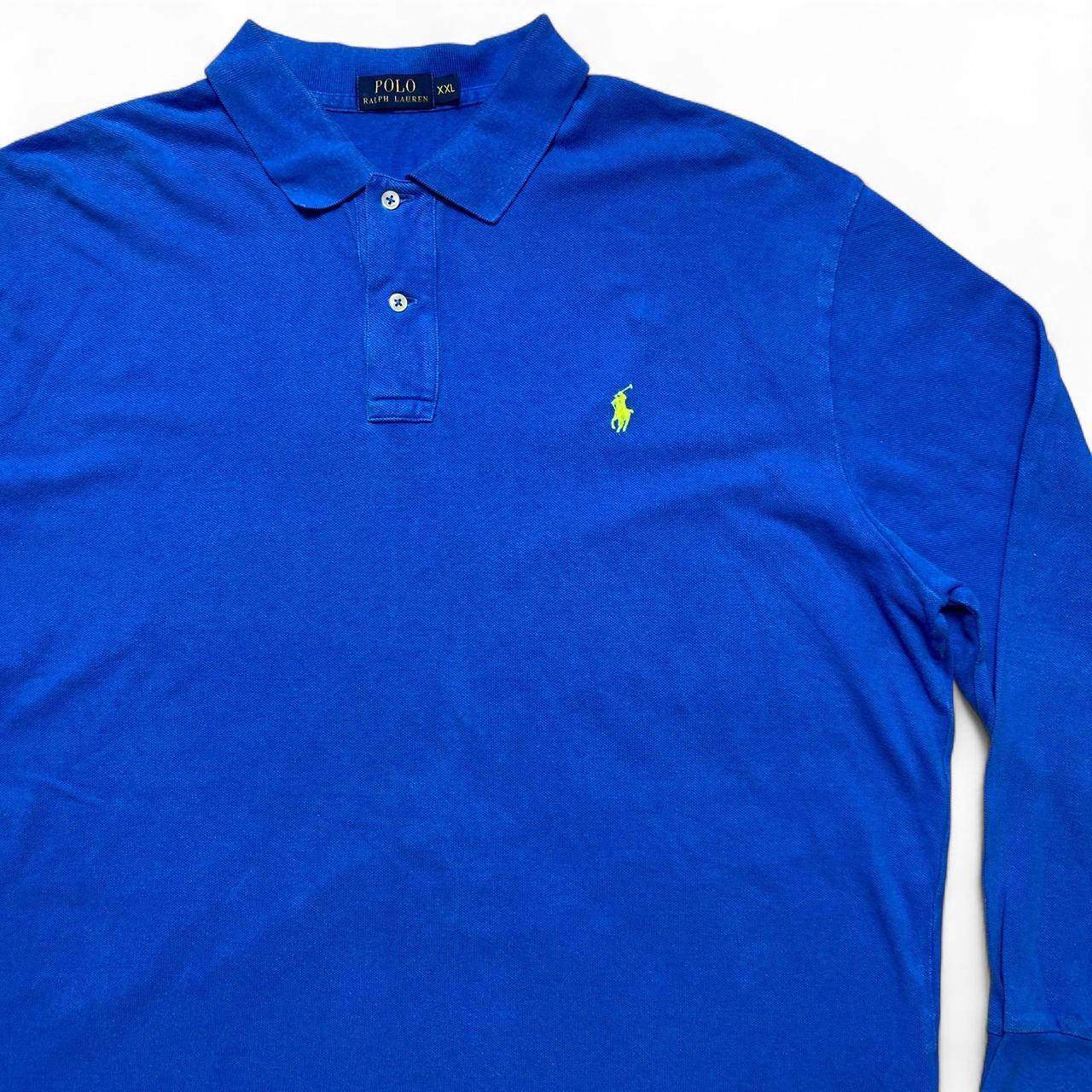 Ralph Lauren Polo Blue and Green Pony Long Sleeve Polo Shirt (2XL)