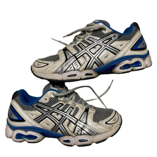 Asics Gel Nimbus 9 White Silver and Blue Trainers (UK 7)