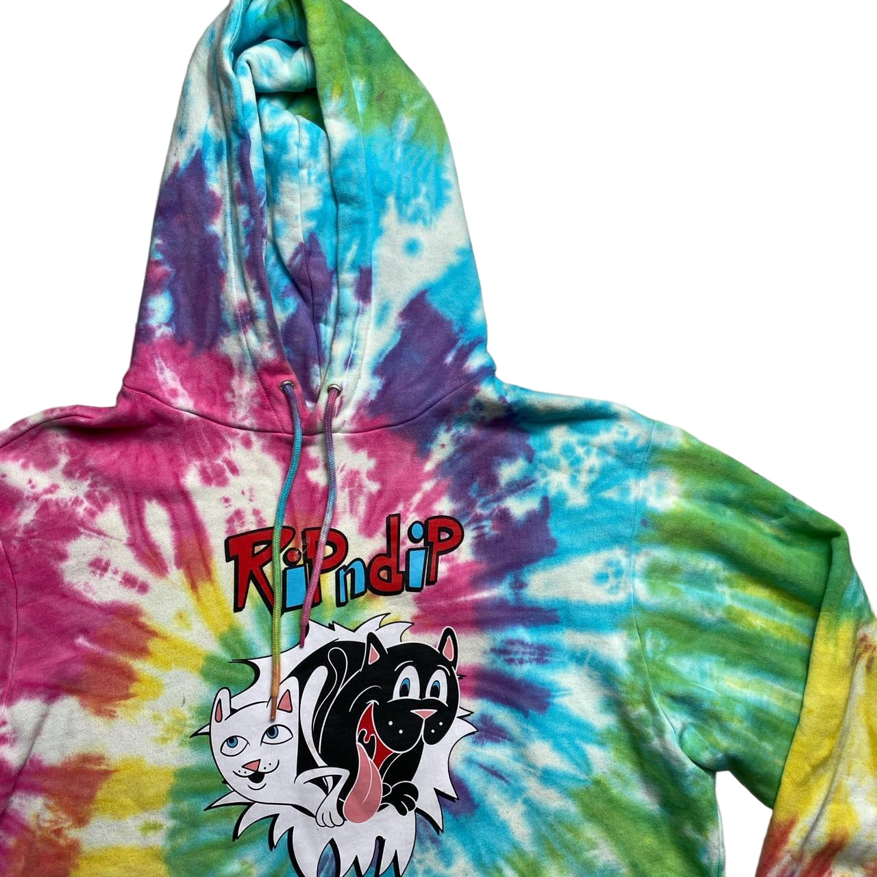 Rip n Dip Tie Dye Rainbow Must Be Nice Cats Hoodie (M)