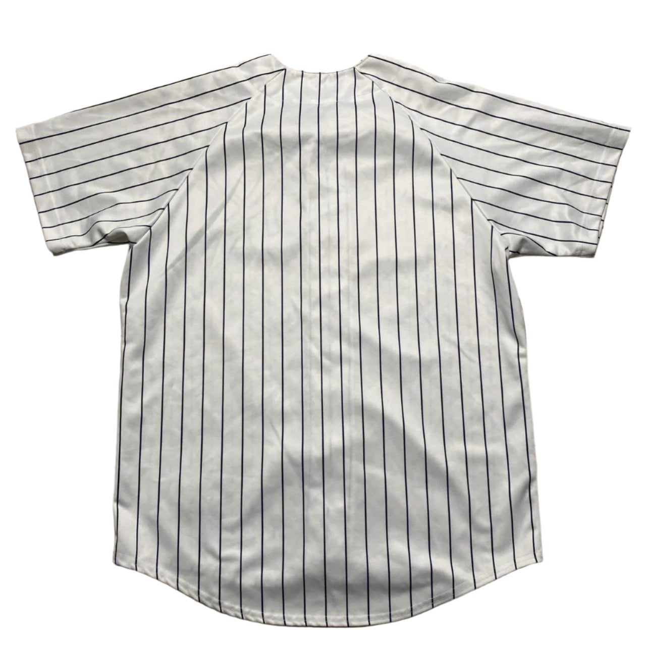 New York Yankees Majestic Vintage Pinstripe White and Navy Baseball Jersey (L)