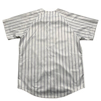 New York Yankees Majestic Vintage Pinstripe White and Navy Baseball Jersey (L)