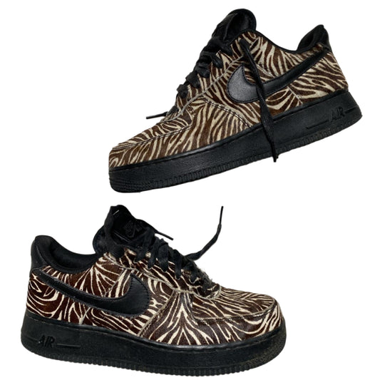 Nike Air Force 1 Brown and White Zebra Print Stripes Pony Hair (UK 5)
