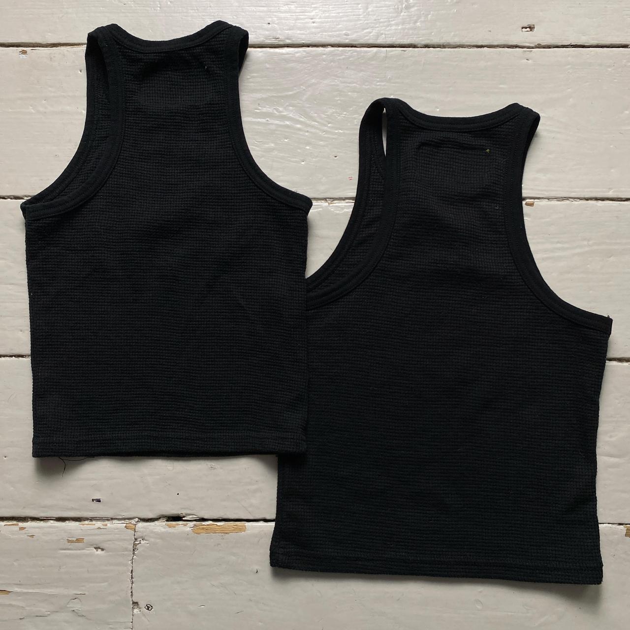 Corteiz Black and White 4 Star Alcatraz Tank Crop Top