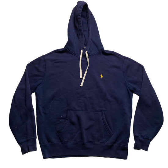 Polo Ralph Lauren Navy and Yellow Pony Pullover Hoodie (L)