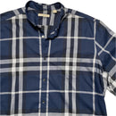 Burberry Nova Check Navy Blue Black and White Long Sleeve Shirt (2XL)