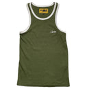 Corteiz Khaki Green and White Tank Top Vest Dress Waffle Knit (M)