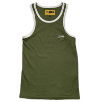 Corteiz Khaki Green and White Tank Top Vest Dress Waffle Knit (M)
