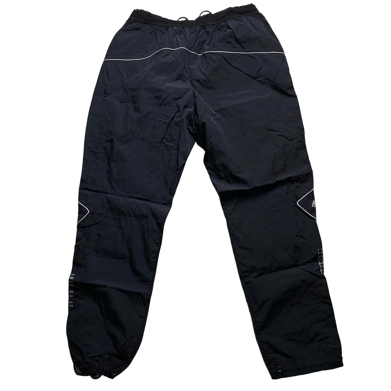 Nike Black and Silver Shell Trackpant Bottoms (XL)