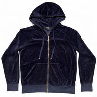 Juicy Couture Womens Velour Navy Jewel Zip Hoodie (M)