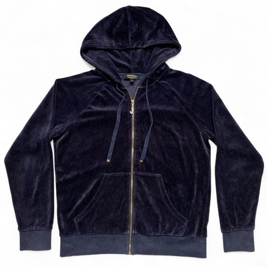 Juicy Couture Womens Velour Navy Jewel Zip Hoodie