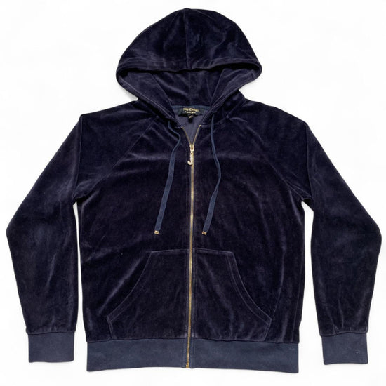 Juicy Couture Womens Velour Navy Jewel Zip Hoodie (M)