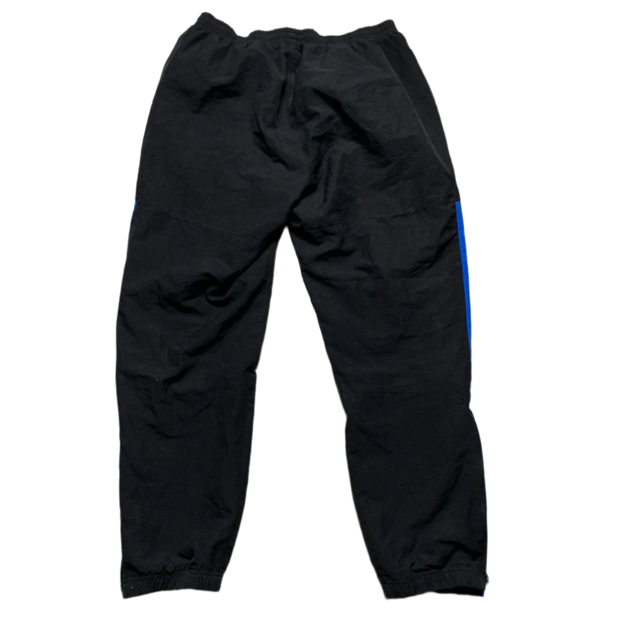 Adidas Black and Blue Stripe Shell Trackpant Bottoms (M)