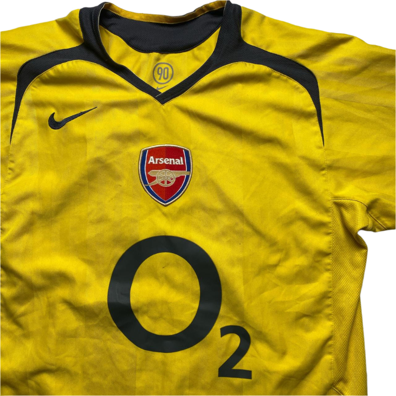 Nike Arsenal 2003/04 Vintage Total 90 Yellow and Grey O2 Football Jersey (S)