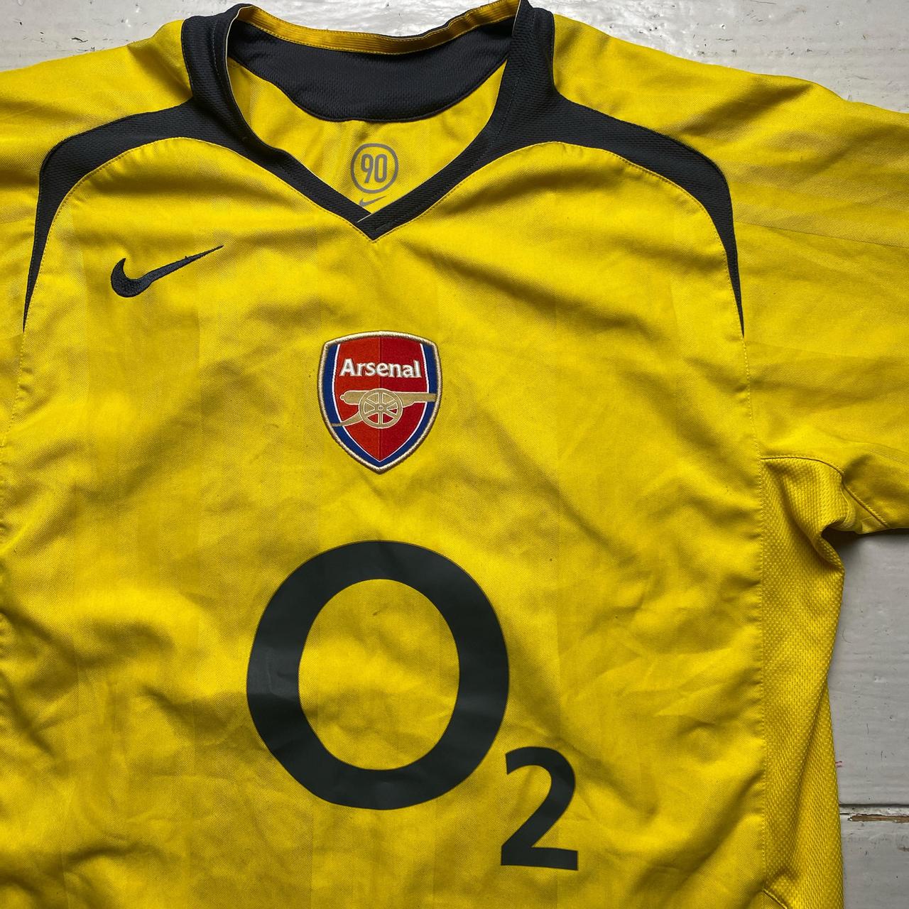 Nike Arsenal 2003/04 Vintage Total 90 Yellow and Grey O2 Football Jersey