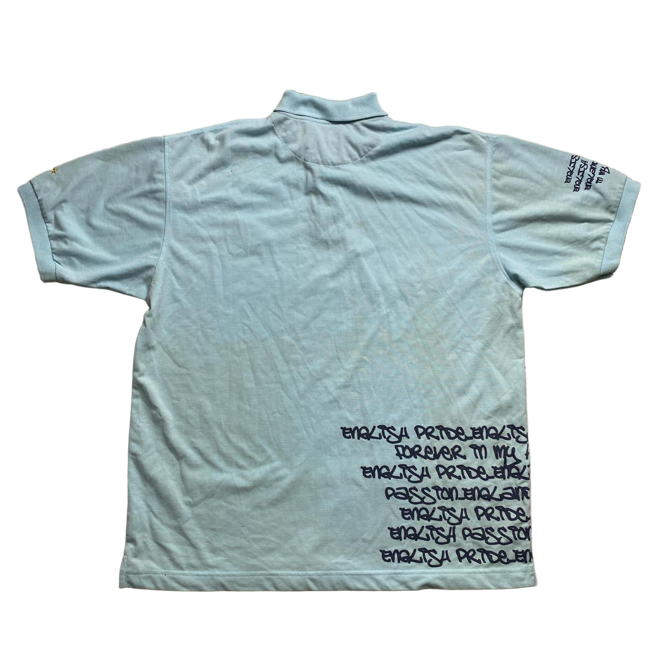 England Football Vintage Graffiti Light Blue Polo Shirt (2XL)