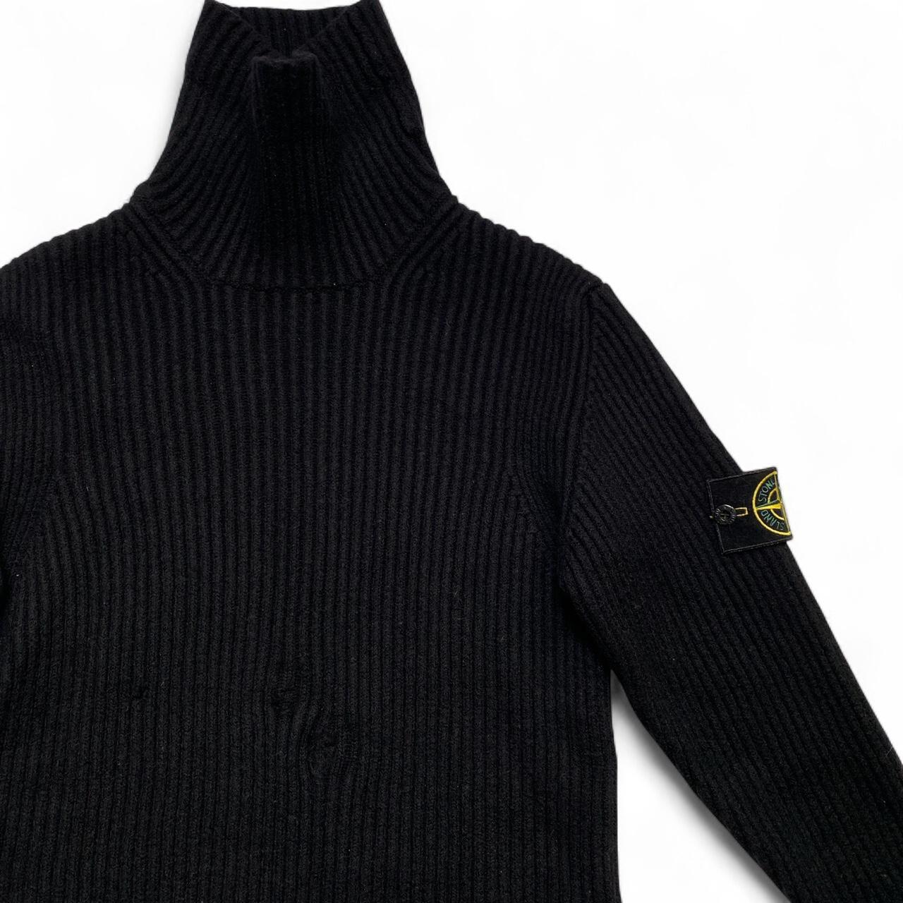 Stone Island Ribber Lana Wool Black Turtle Neck Jumper