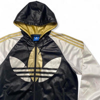 Adidas Originals Black Gold and White Tracksuit Hooded Jacket (L)