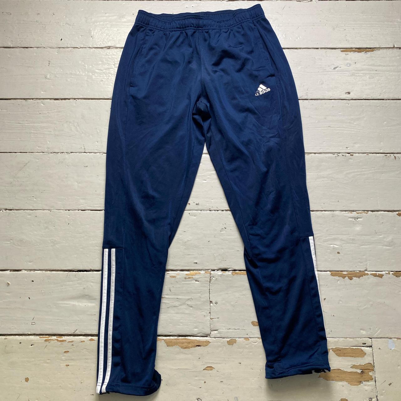 Adidas Navy and White Trackpant Bottoms