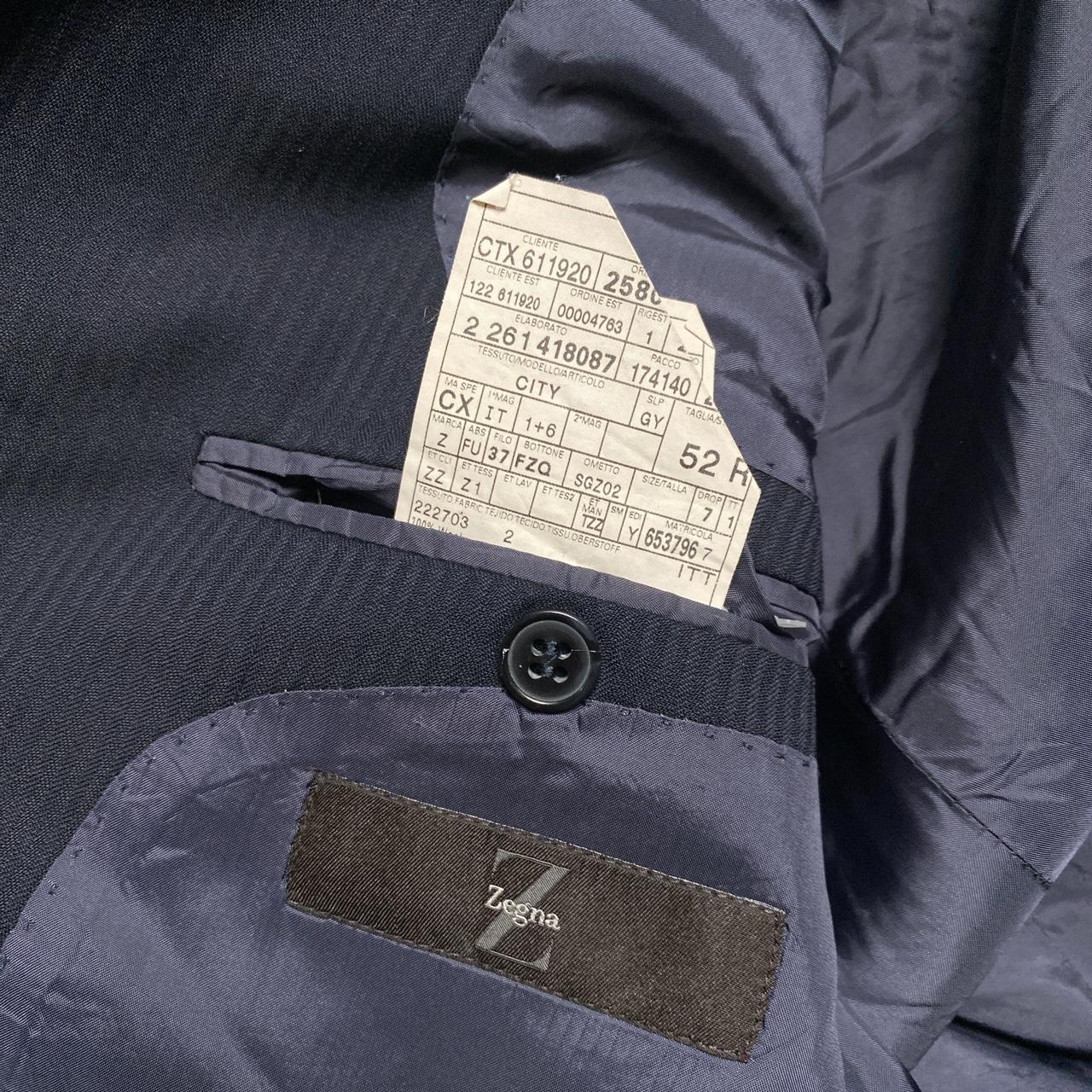 Zegna City Navy Pin Stripe Suit Blazer Jacket (L)