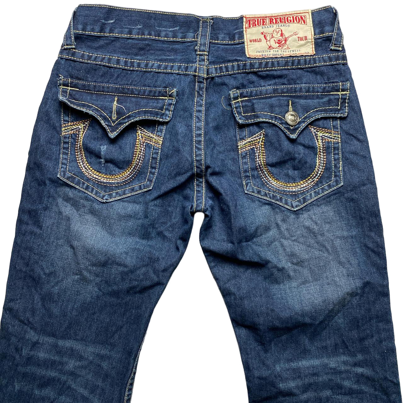True Religion Billy Super T Multi Colour Stitch Baggy Jeans (36W)