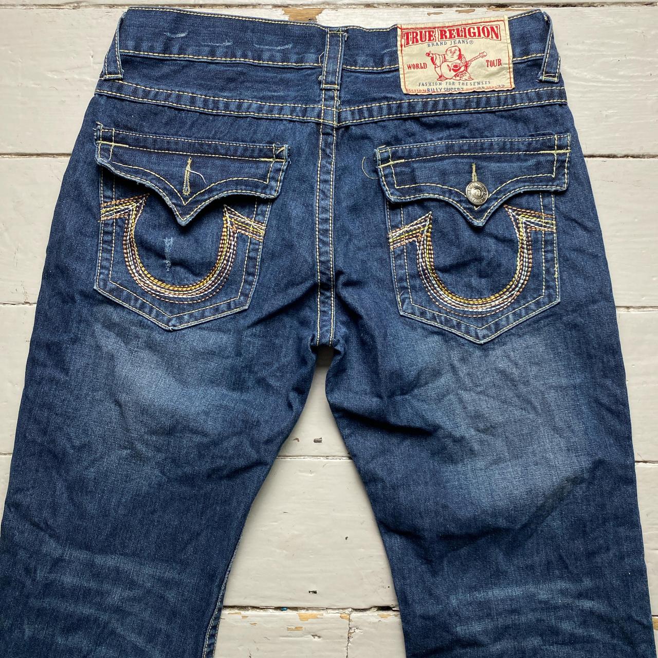 True Religion Billy Super T Multi Colour Stitch Baggy Jeans