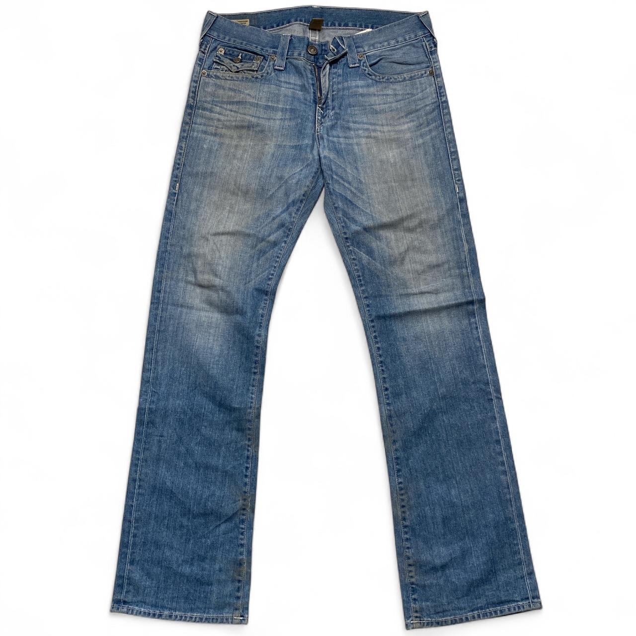 True Religion Ricky Light Blue and White Stitch Jeans