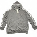 Adidas Performance Essentials Grey and White Tri Stripe Hoodie (3XL)