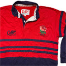 England Vintage Cotton Traders Rugby Polo Long Sleeve Shirt Red and Navy (XL)