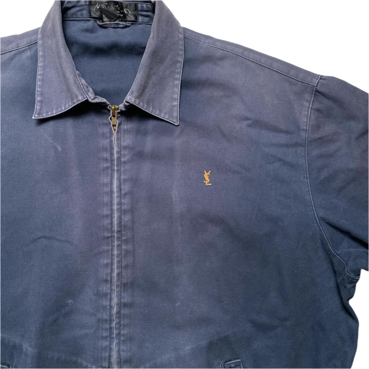 Yves Saint Laurent YSL Vintage Navy and Yellow Harrington Bomber Jacket (L)