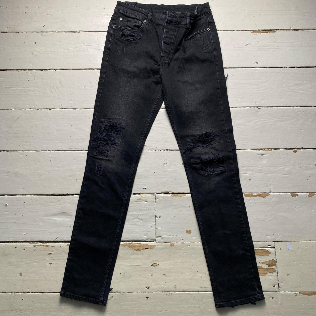 Ksubi Black and White Slim Distressed Jeans