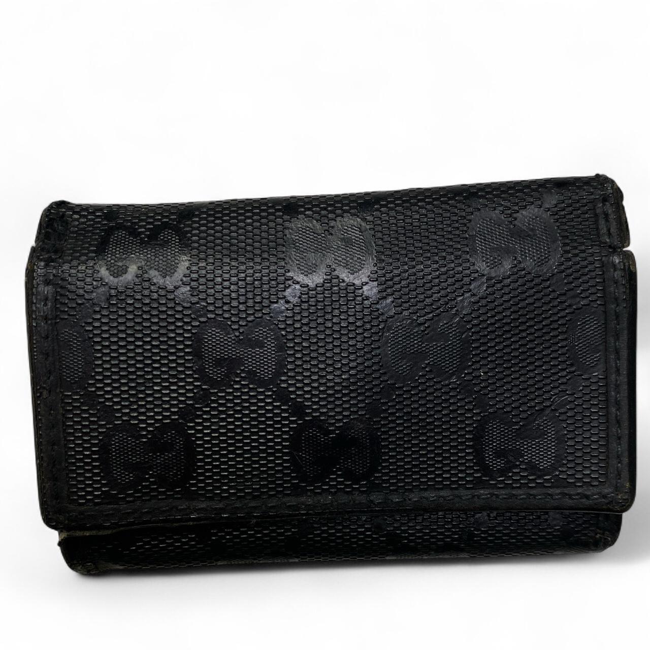 Gucci Black GG Supreme Monogram Leather Small Keyholder Case Wallet