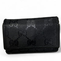 Gucci Black GG Supreme Monogram Leather Small Keyholder Case Wallet