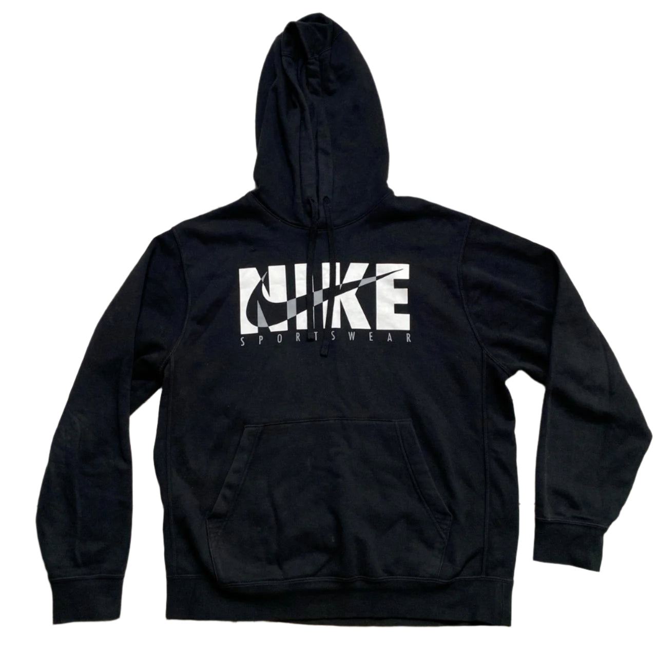 Nike Swoosh Spellout Black and White Hoodie (M)