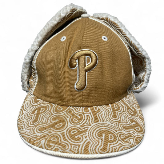 Philadelphia Phillies Sand Brown and White Dog Ear Trapper Hat