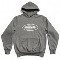 Corteiz Grey and White Alcatraz Hoodie (M)