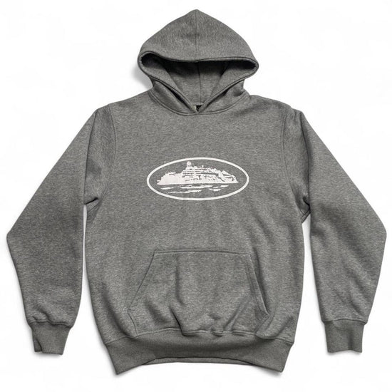 Corteiz Grey and White Alcatraz Hoodie (M)