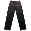 Minus Two Jean Black Charcoal Grey and Red Embroidery Jeans (32W/36W)