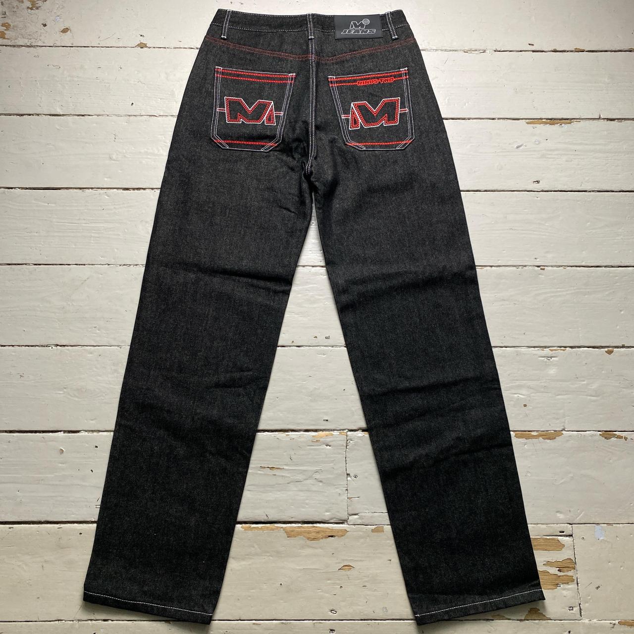 Minus Two Jean Black Charcoal Grey and Red Embroidery Jeans