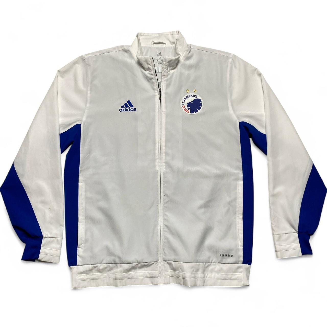 FC Kobenhavn Adidas White and Blue Football Tracksuit Jacket (M)