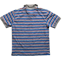 Always Do What You Should Do Education Lake Elsinore Eyes Blue Red and White Stripe Polo (M) Shirt