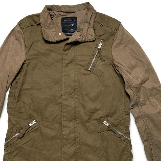 All Saints Military Distressed Womens Khaki Brown Jacket (XS)