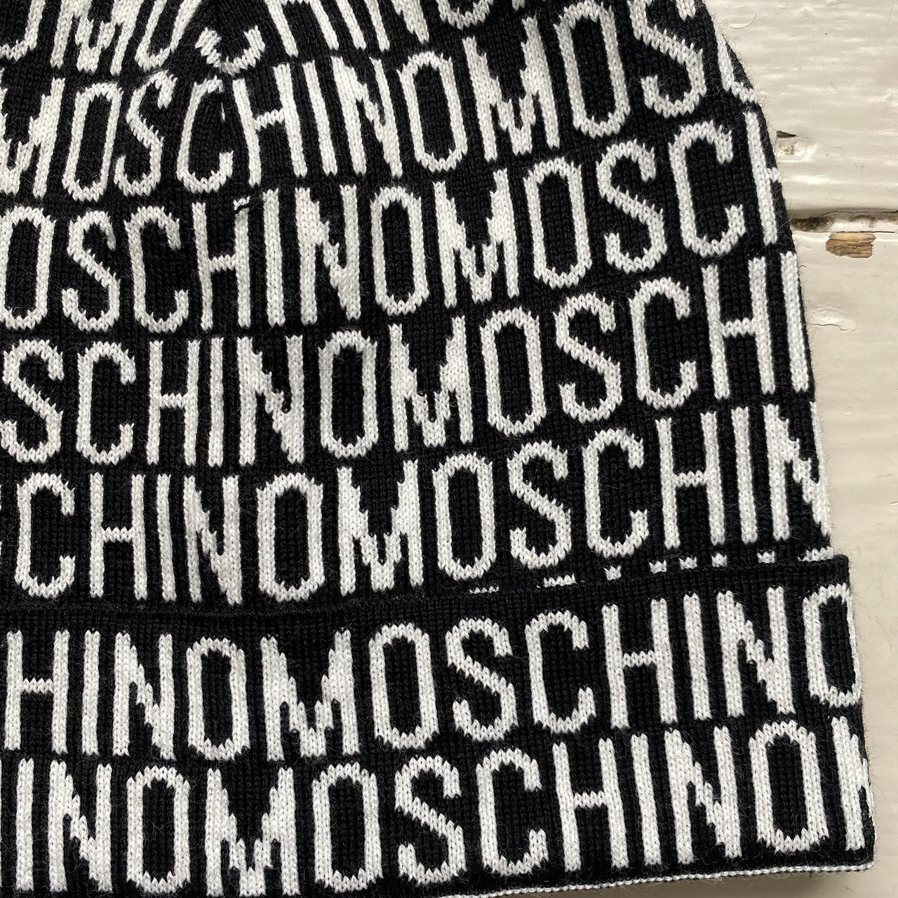 Moschino Monogram Black and White Beanie Vintage Hat