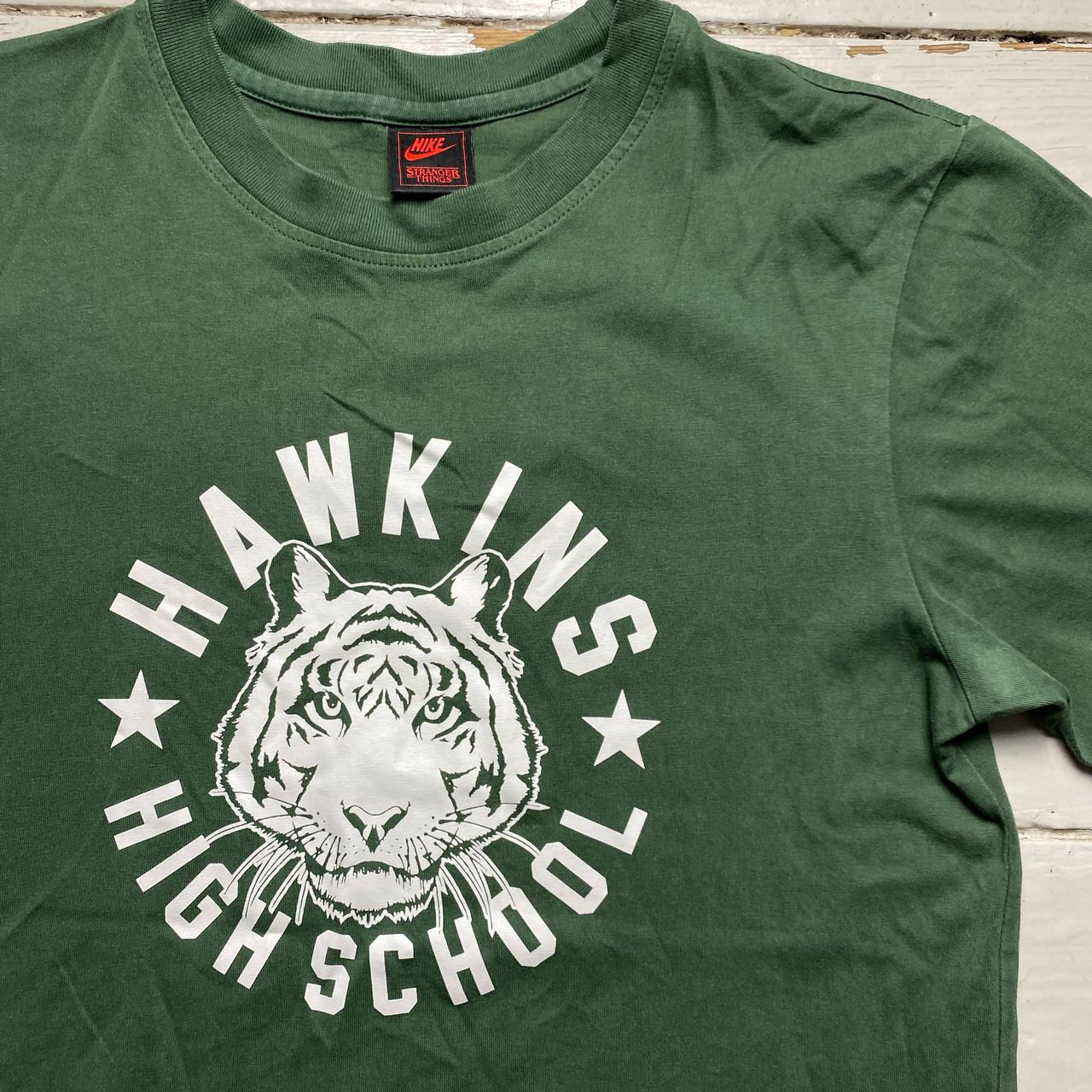 Hawkins High School Nike Stranger Things Green and White T Shirt