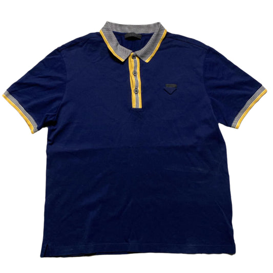 Prada Milano Navy and Yellow Polo Shirt (M)