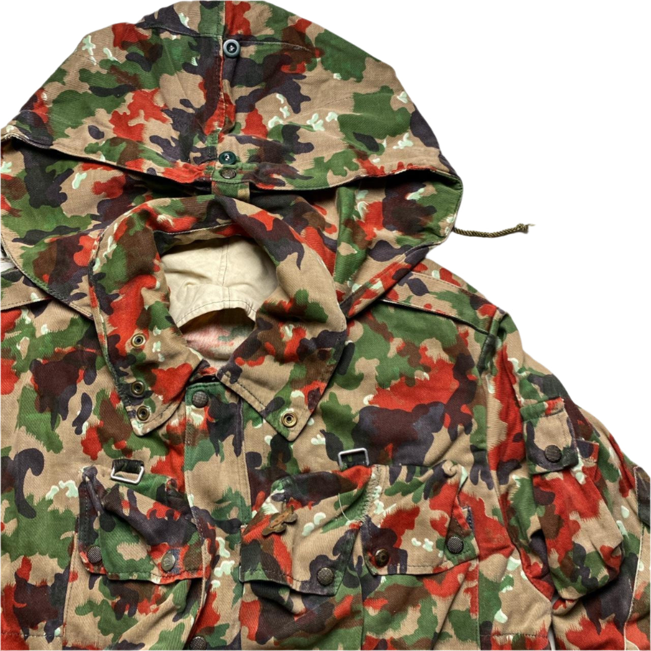 Camo Bretel CH Vintage Military Red Green and Brown Camouflage Jacket and Dungarees (L)