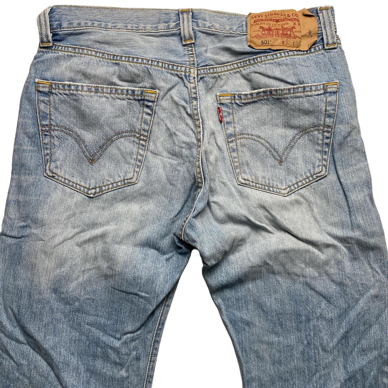 Levis Vintage 501 Baggy Light Blue Stonewash Jeans (32W)
